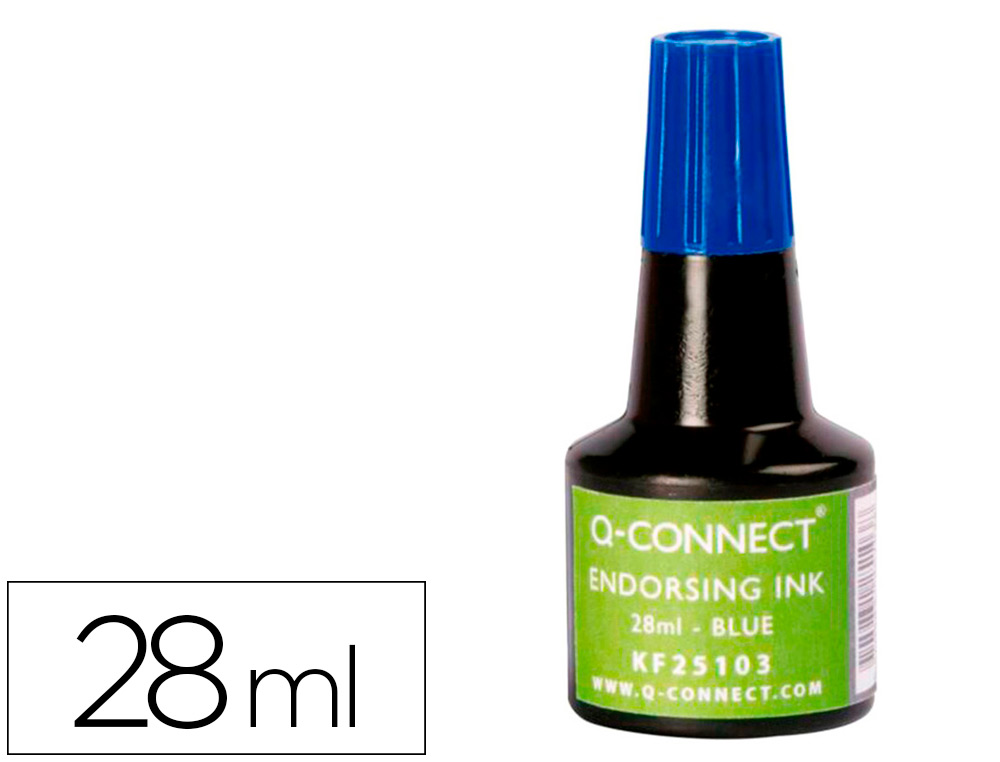 Q-CONNECT - TINTA TAMPÓN AZUL -FRASCO DE 28 ML (Ref.KF25103)