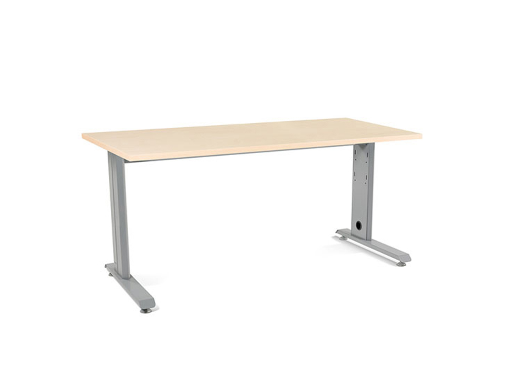 ROCADA - Mesa rectangular Serie Metal Estructura en forma de L 160x80cm Haya (Ref.2002AC01)