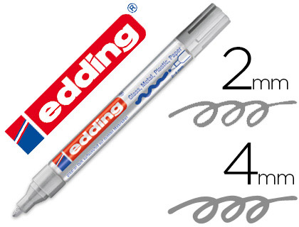 EDDING - 750 MARCADOR PERMANENTE TITNA OPACA PUNTA CONICA TRAZO 2 - 4 MM PLATA 750-054 (Ref.750-54)