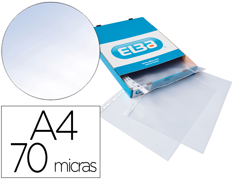 ELBA - Pack 100 FUNDAS PP FORMATO A4 CALIDAD STANDAR 80 MICRAS CRISTAL 11T (Ref.400005371)