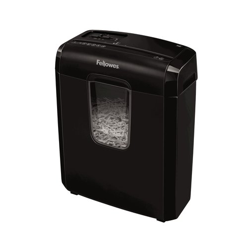 FELLOWES - DESTRUCTORA DE DOCUMENTOS 6C CAPACIDAD DE CORTE 6 HOJAS EN PARTICULAS DESTRUYE GRAPAS CLIPS (Ref.4686601)