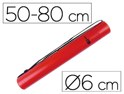 LIDERPAPEL - PORTAPLANOS PLASTICO DIAMETRO 6 CM EXTENSIBLE HASTA 80 ROJO (Ref.PP08)