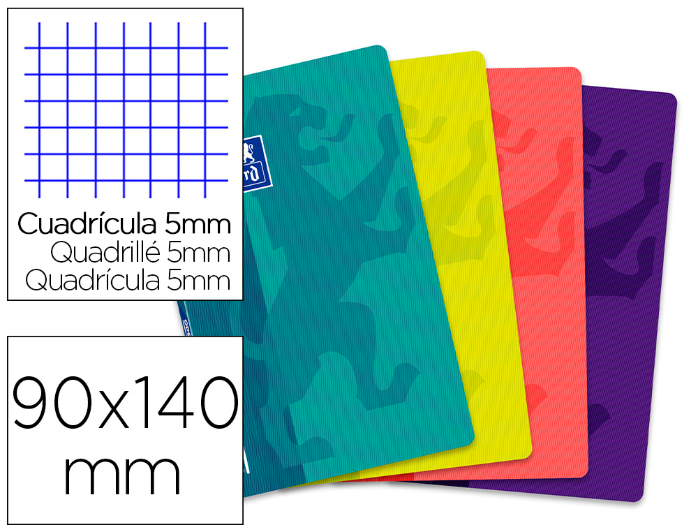 OXFORD - LIBRETA ESCOLAR TAPA FLEXIBLE OPTIK PAPER OPENFLEX 48 HOJAS 90 GR 90 X 140 MM CUADRO 5 MM COLORES SURTIDOS (Ref.400019577)