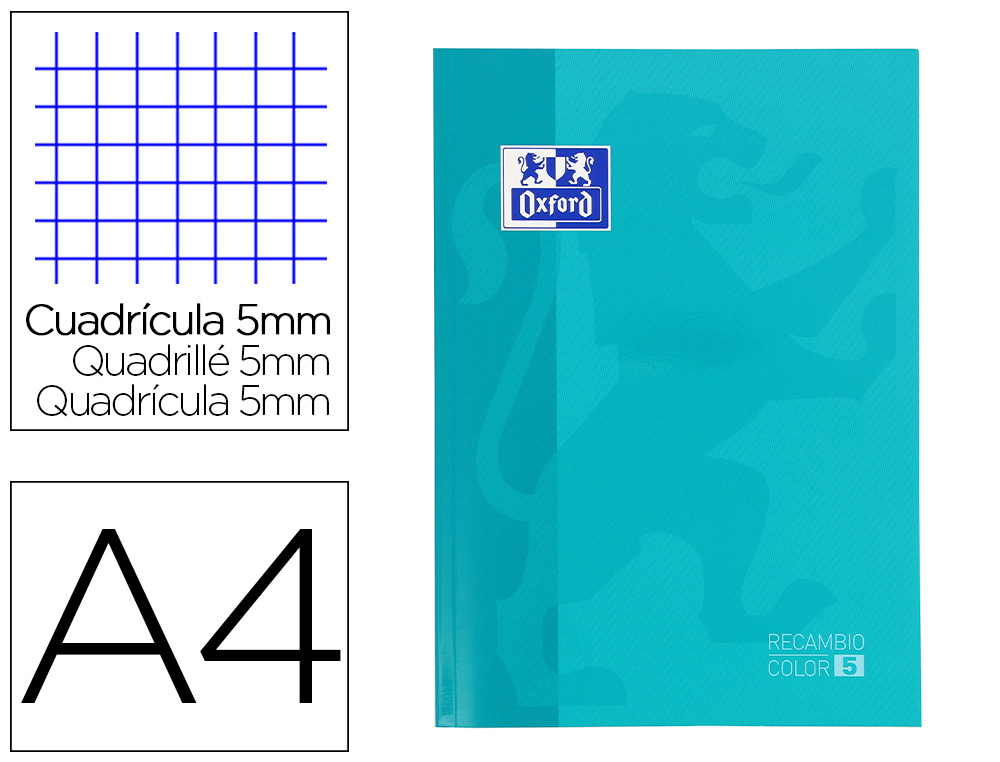 OXFORD - Recambio de papel 80h A4 Cuadricula 5x5 (Ref.400045041)