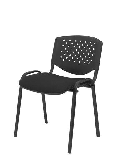 PIQUERAS Y CRESPO - SILLA PETROLA CONFIDENTE ERGONOMICA APILABLE RESPALDO EN PVC NEGRO Y ASIENTO TAPIZADO ARAN NEGRO PACK de 4 (Ref.PACK426PRARAN840)