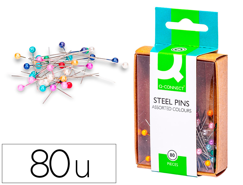 Q-CONNECT - AGUJAS SEÑALIZADORAS -CAJA DE 80 UNIDADES -COLORES SURTIDOS (Ref.KF02038)