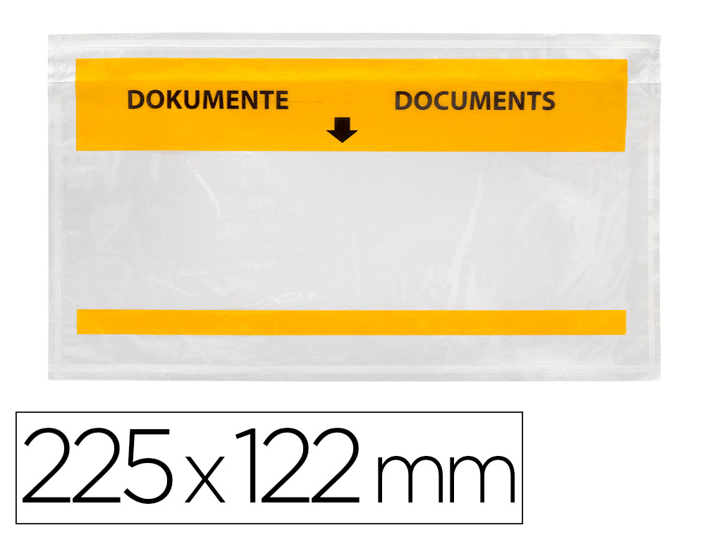 Q-CONNECT - SOBRE AUTOADHESIVO PORTADOCUMENTOS MULTILINGUE 225X122 MM VENTANA TOTALMENTE TRANSPARENTE PAQUETE DE 100 (Ref.KF21725)