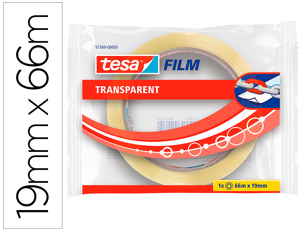TESA - CINTA ADHESIVA TRANSPARENTE 66 MT X 19 MM (Ref.57369-00005-00)