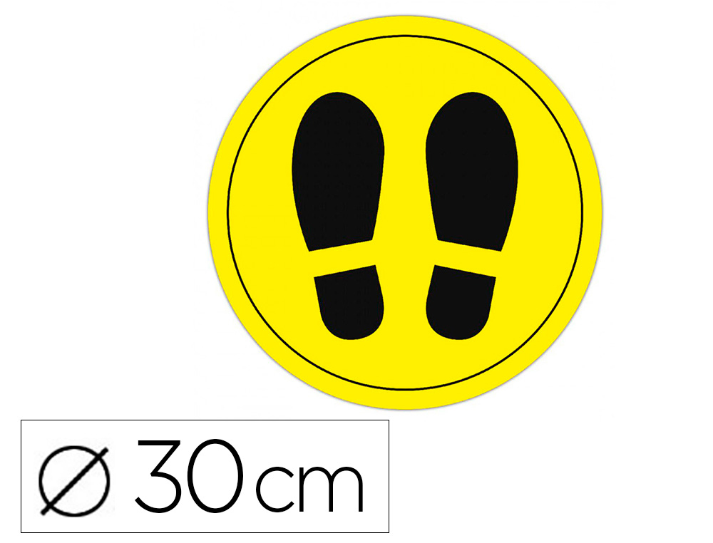 APLI - Circulo de señalizacion adhesivo para suelo pvc 100 mc pies color amarillo/negro diametro 30 cm (Ref. 18597)