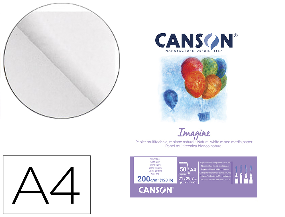 CANSON - Bloc IMAGINE 50 HOJAS 200G. A4 (Ref.200006008)