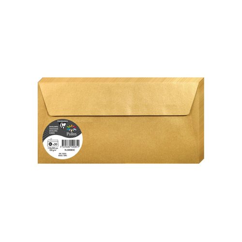 CLAIREFONTAINE - Sobres Paquete 20 ud 110X220 Dorado 120 G (Ref.130869)