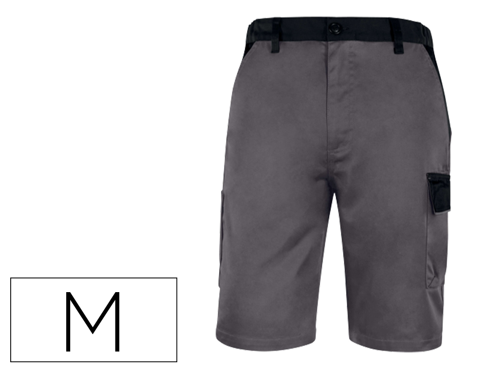 DELTAPLUS - PANTALON DE TRABAJO BERMUDA CINTURA AJUSTABLE 5 BOLSILLOS COLOR GRIS VERDE TALLA M (Ref.M6BERGR-TM)