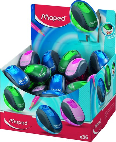 MAPED - Sacapuntas/Afilalapices Clean Simple Verde, rosa o azul Con depósito 0 (Ref.30111)