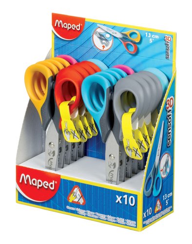 MAPED - TIJERAS SENSOFT 3D 13 cm. ZURDOS EXPOSITOR de 10 (Ref.693501)