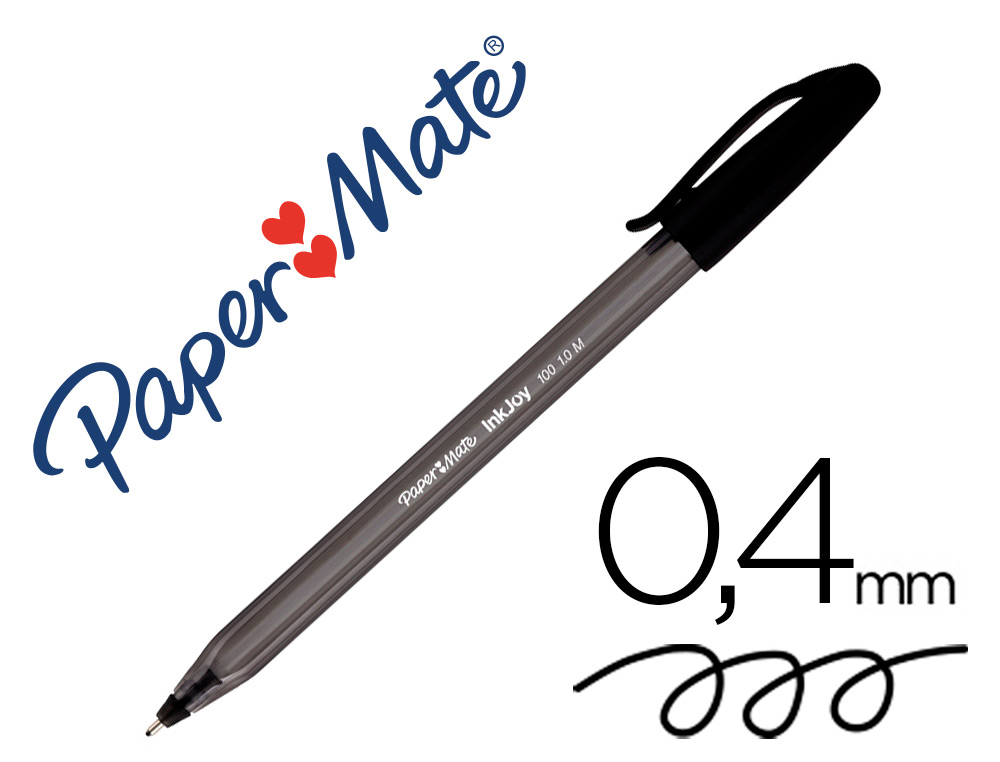 PAPER MATE - Boligrafo Inkjoy 100 Negro Trazo 0.4 mm 50ud (Ref.S0957120)