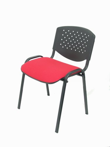 PIQUERAS Y CRESPO - SILLA PETROLA CONFIDENTE ERGONOMICA APILABLE RESPALDO EN PVC NEGRO Y ASIENTO TAPIZADO ARAN ROJO PACK de 4 (Ref.PACK426PRARAN350)