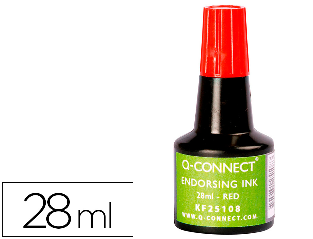 Q-CONNECT - TINTA TAMPÓN ROJO -FRASCO DE 28 ML (Ref.KF25108)