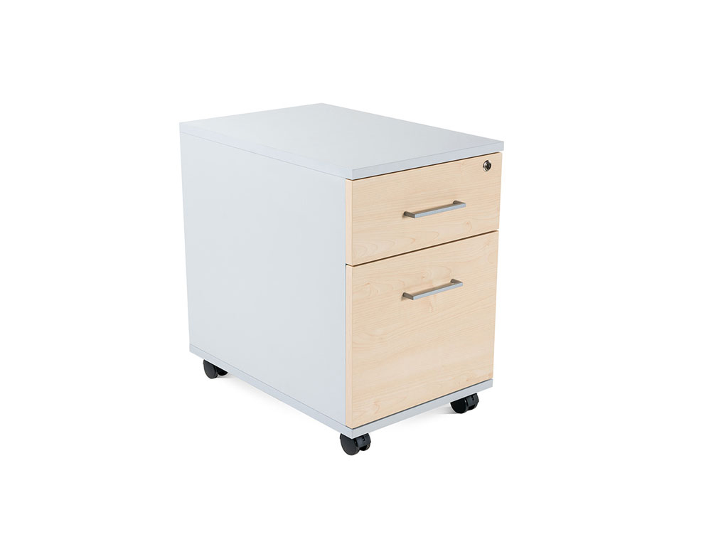 ROCADA - CAJONERA CON DOS CAJONES SERIE STORE 58X40X59,5 CM ACABADO AB01 ALUMINIO/HAYA (Ref.4004AB01)