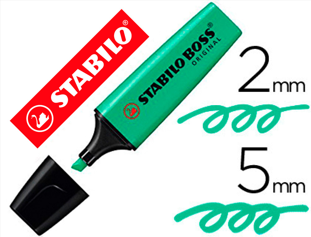 STABILO - Marcador fluorescente Boss Original Trazo 2-5mm Punta biselada Punta biselada Turquesa (Ref.70/51)