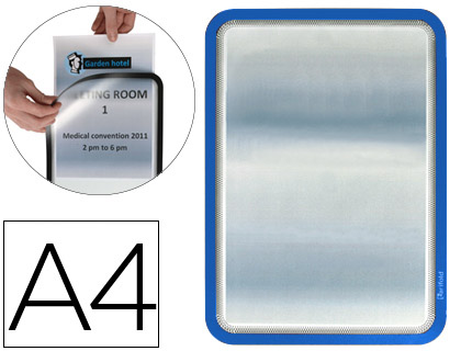 TARIFOLD - Pack DE 2 MARCOS IMANTADOS DORSO ADHESIVO REPOSICIONABLE PVC FORMATO A4 COLOR AZUL (Ref.194951)