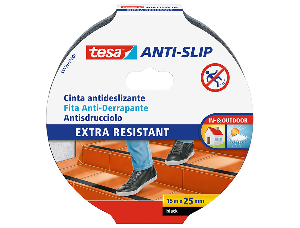 TESA - Cintas Seguridad 25mmX15m Negro Antideslizante (Ref.55589-00000-00)