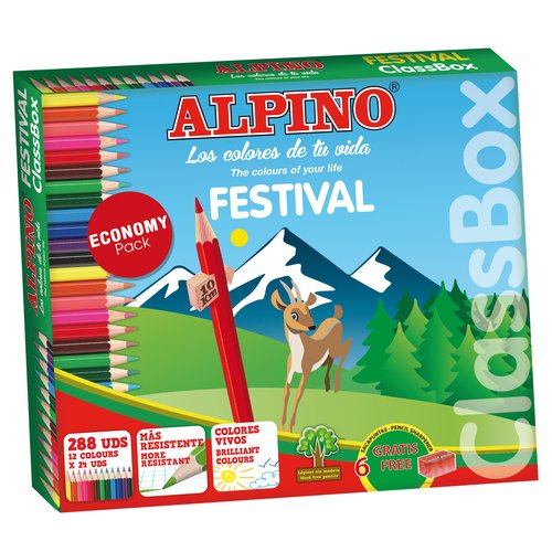 ALPINO - LAPICES DE COLORES FESTIVAL CLASSBOX CAJA DE 288 UNIDADES 12 COLORES SURTIDOS (Ref.C0131992)