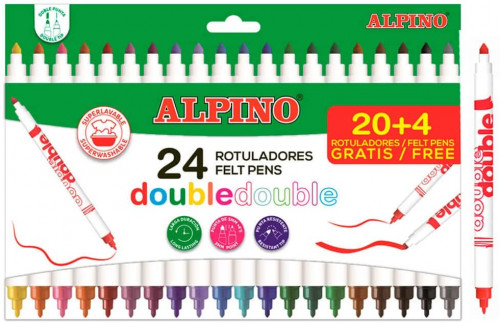 ALPINO - Rotuladores Doble Punta Estuche 20 Ud Colores Surtidos (Ref.AR000058)