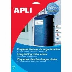 APLI - ETIQUETAS ADHESIVAS TAMAÑO 210X297 MM POLIESTER RESISTENTE A LA INTERPERIE IMPRESION LASER (Ref.12121)