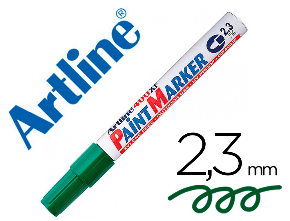ARTLINE - Rotulador marcador permanente ek-400 xf verde -punta redonda 2.3 mm -metal caucho y plastico (Ref. EK-400XF GREEN)