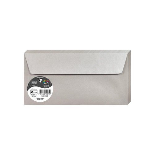CLAIREFONTAINE - Sobres Paquete 20 ud 110X220 Plateado 120 G (Ref.130856)