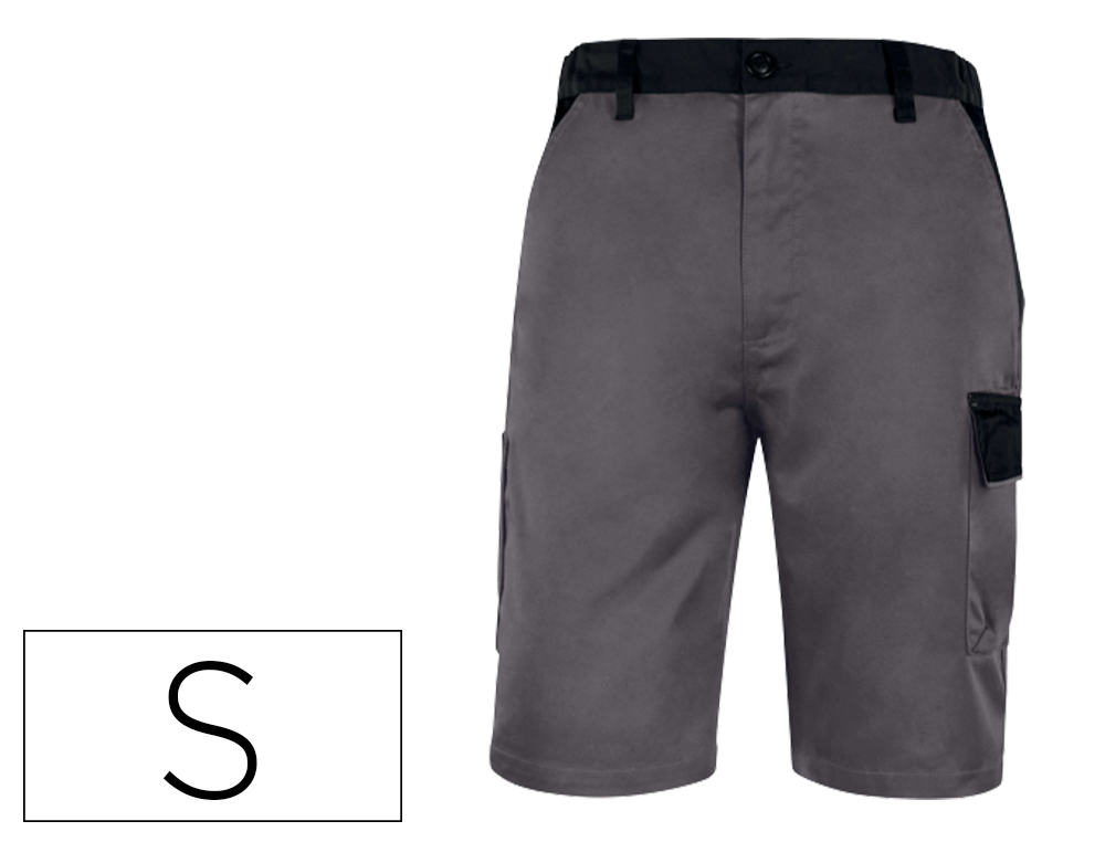 DELTAPLUS - PANTALON DE TRABAJO BERMUDA CINTURA AJUSTABLE 5 BOLSILLOS COLOR GRIS VERDE TALLA S (Ref.M6BERGR-PT)
