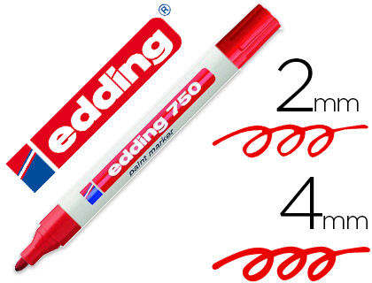 EDDING - Marcador permanente 750 Trazo 2 - 4 mm Punta conica Rojo 750-002 (Ref.750-2)