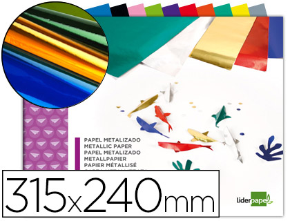 LIDERPAPEL - BLOC TRABAJOS MANUALES PAPEL METALIZADO 240X315 MM 10 HOJAS COLORES SURTIDOS (Ref.TM13)