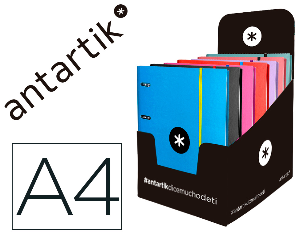 LIDERPAPEL - CARPETA CON RECAMBIO Y SOLAPA ANTARTIK A4 CUADRO 5MM FORRADA 4 ANILLAS REDONDAS 40MM COLORES SURTIDOS (Ref.KA39)