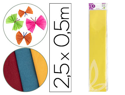 LIDERPAPEL - PAPEL CRESPON 50 CM X 2.5M 34G/M2 AMARILLO (Ref.CP02)