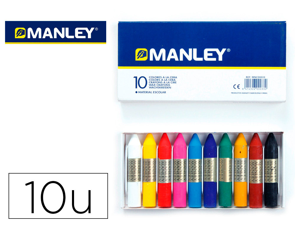 MANLEY - Ceras Caja 10 ud Colores surtidos (Ref.MNC00033)