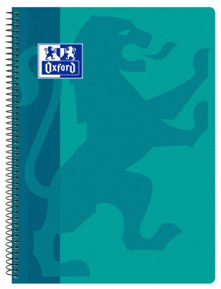 OXFORD - Cuaderno espiral school classic tapa polipropileno folio 80 hojas cuadro 4 mm con margen aqua (Ref. 400079662)