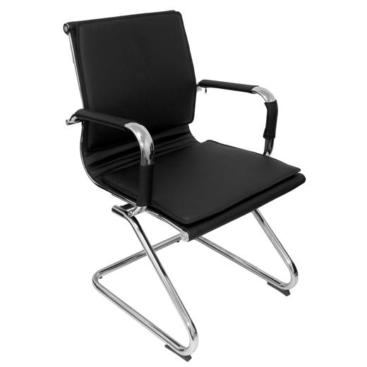 PIQUERAS Y CRESPO - SILLA YESTE CONFIDENTE PATA PATIN CROMADO ASIENTO Y RESPADO TAPIZADO SIMILPIEL NEGRO (Ref.256CPNE)