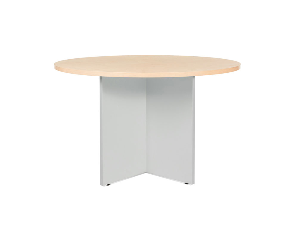 ROCADA - MESA DE REUNION MEETING ESTRUCTURA MADERA GRIS ALUMINIO EN ASPAS TABLERO HAYA 120 CM DIAMETRO (Ref.3006AB01)