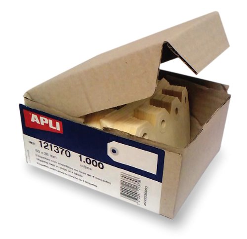 APLI - ETIQUETAS MANUALES COLGANTES con ARANDELA 60x26 mm CAJA 1.000 uds.() (Ref.121370)