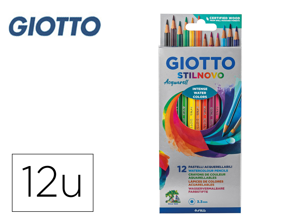 GIOTTO - LAPICES DE COLORES STILNOVO ACUARELABLES CAJA DE 12 COLORES (Ref.255700)