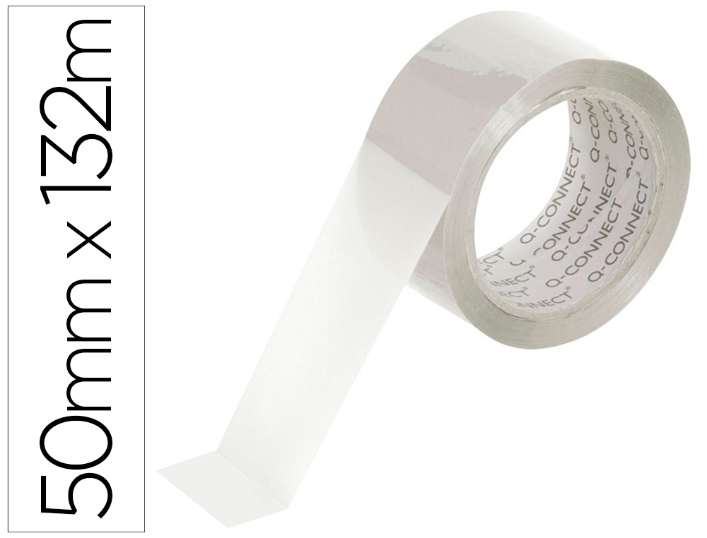 Q-CONNECT - Cinta adhesiva polipropileno transparente 132 mt x 50 mm para embalaje (Ref. KF11269)