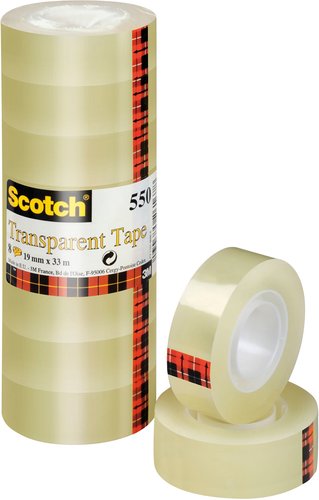 SCOTCH - CINTA ADHESIVA TRANSPARENTE 12MMX66 MT PACK DE 12 (Ref.550/1266 AE)