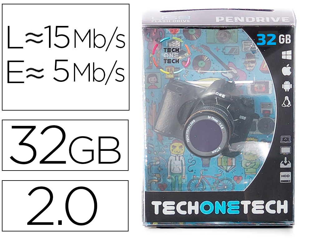 TECH ON TECH - Memoria usb camara fotos the perfect one 32 gb (Ref. TEC5129-32)