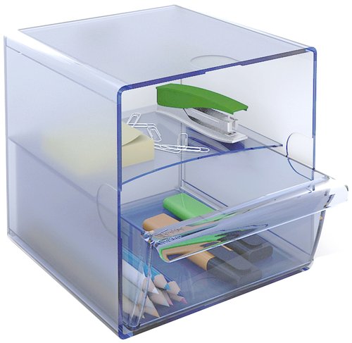 ARCHIVO 2000 - Cubo organizador 1 cajon grande Azul Transparente 195x155x155 mm (Ref.6707AZTP)