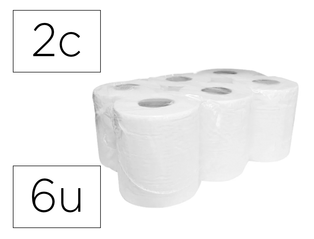 DAHI - Papel secamanos 2 capas celulosa lisa 210 mm x 150 mt paquete de 6 rollos (Ref. DJQ42126)