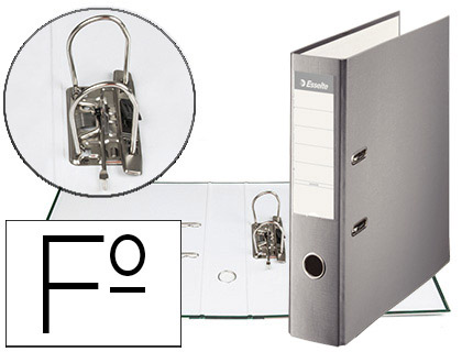 ESSELTE - ARCHIVADOR DE PALANCA Cartón FORRADO PVC FOLIO LOMO DE 75 MM CON RADO GRIS (Ref.42322)