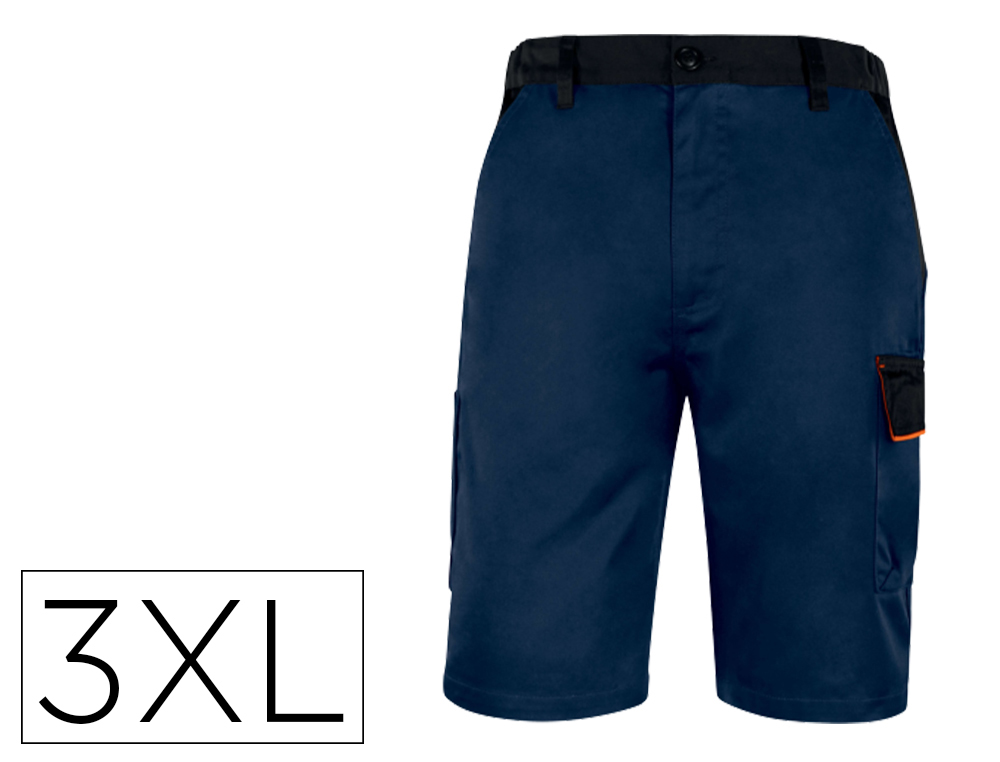 JATA - PANTALON DE TRABAJO DELTAPLUS BERMUDA CINTA AJUSTABLE 5 BOLSILLOS COLOR AZUL NARANLLA 3XL (Ref.M6BERBM-3XL)