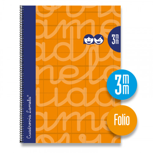 LAMELA - Cuaderno espiral Folio Naranja 80 h cuadrícula 3 (Ref.7FTE003N)
