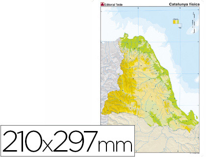 MAPA MUDO COLOR DIN A4 CATALUÑA FISICO 
